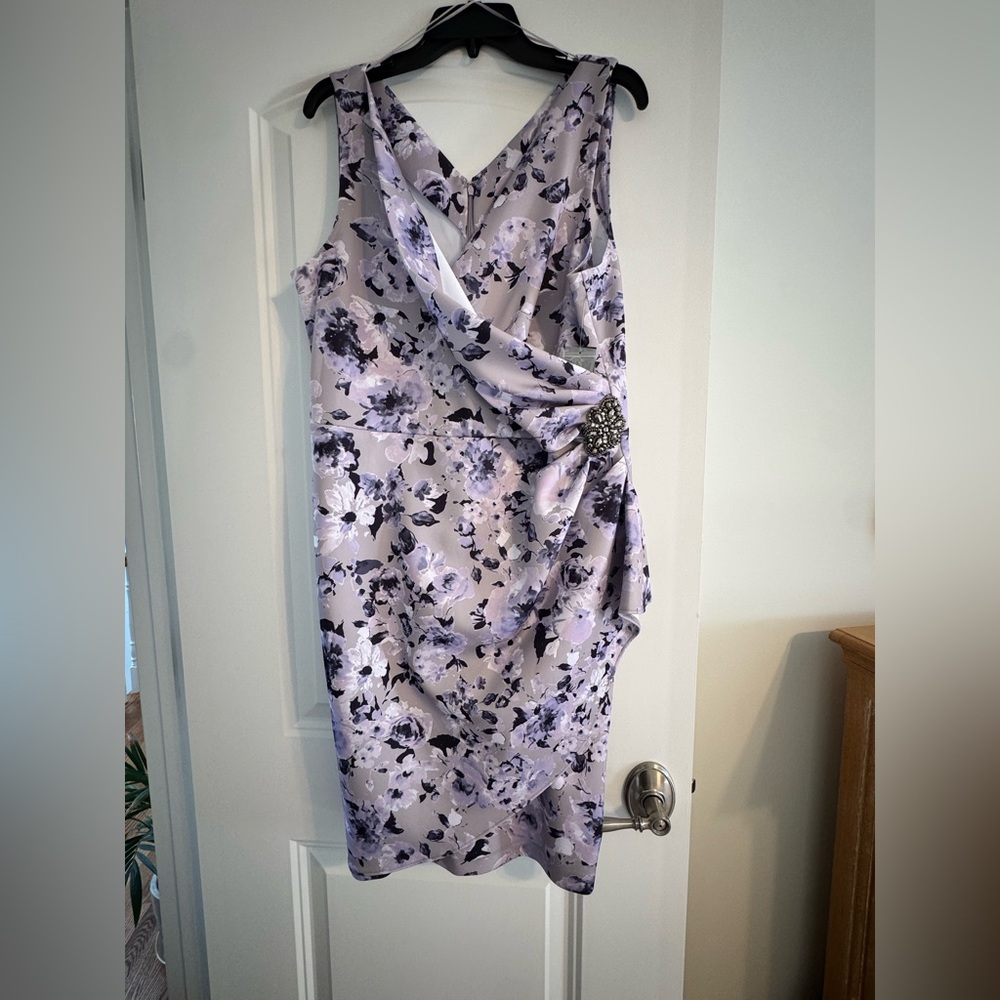 Alex Evenings Lavender Floral Asymmetrical Dress